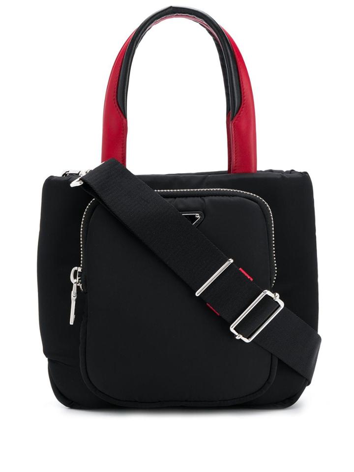 Prada Contrast Handles Tote Bag - Black