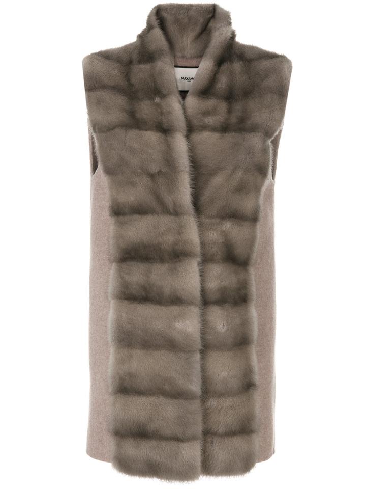 Max & Moi Fur Stole Vest - Brown