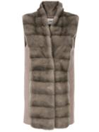Max & Moi Fur Stole Vest - Brown
