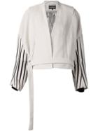 Ann Demeulemeester Striped Sleeves Oversized Jacket, Women's, Size: 38, Nude/neutrals, Cotton/acrylic/nylon/wool