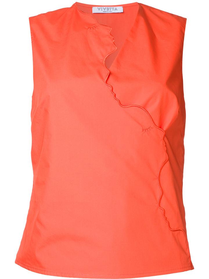 Vivetta Face Shaped Trim Top, Women's, Size: 42, Yellow/orange, Cotton