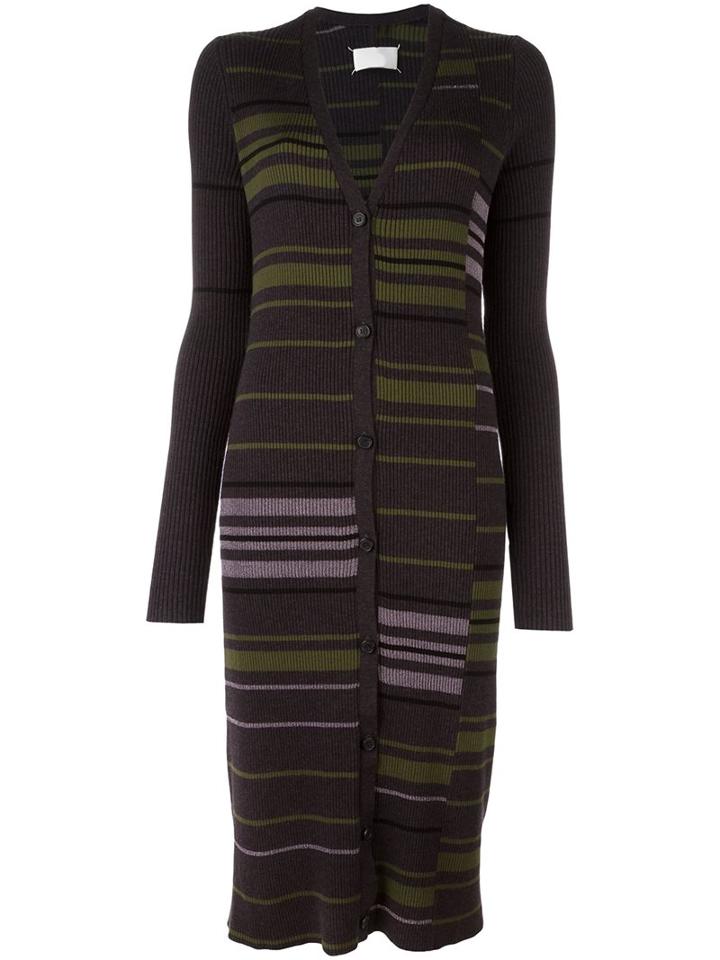 Maison Margiela Contrast Pattern Knitted Cardigan, Women's, Size: Medium, Grey, Polyester/viscose/wool