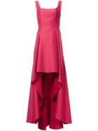 Alberta Ferretti Cascading Skirt Long Dress, Women's, Size: 42, Red, Silk/cotton/wool/other Fibers