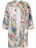 Erika Cavallini Floral Print Coat - Pink & Purple