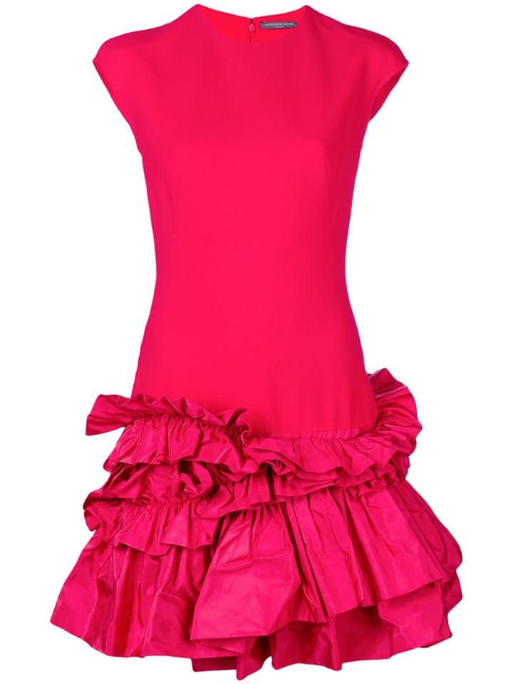 Alexander Mcqueen Ruffle Trim Dress - Pink & Purple