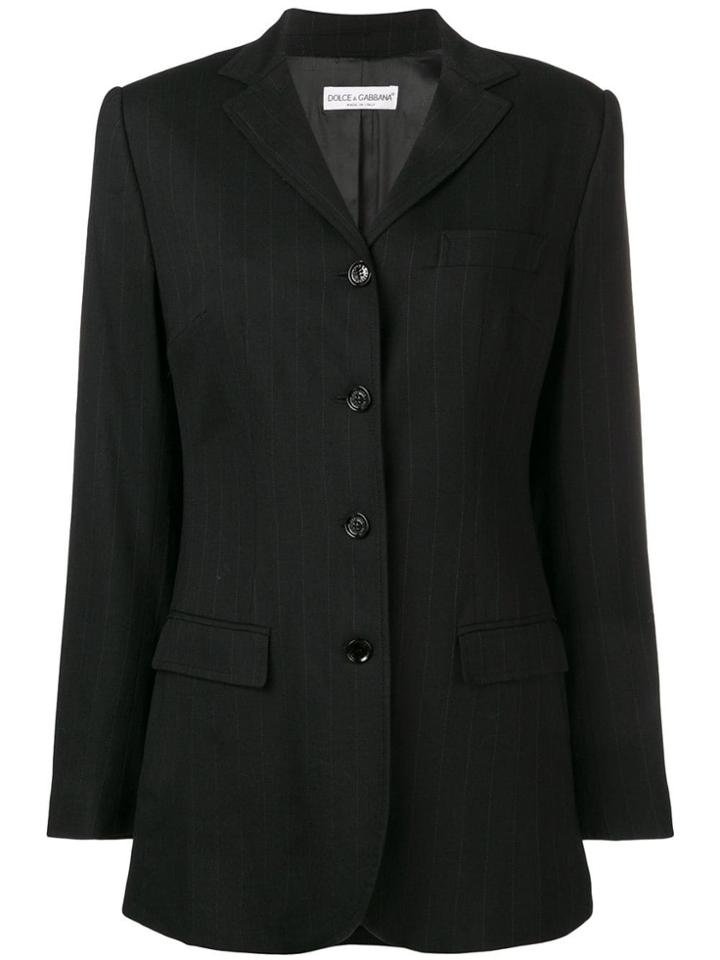 Dolce & Gabbana Vintage 2000's Pinstripe Blazer - Black