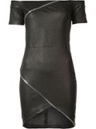 Rta Zip Detail Mini Dress, Women's, Size: Xxs, Black, Lamb Skin