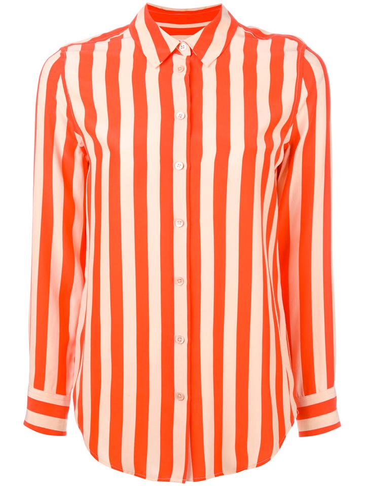 Equipment - Striped Shirt - Women - Silk - S, Women's, Yellow/orange, Silk