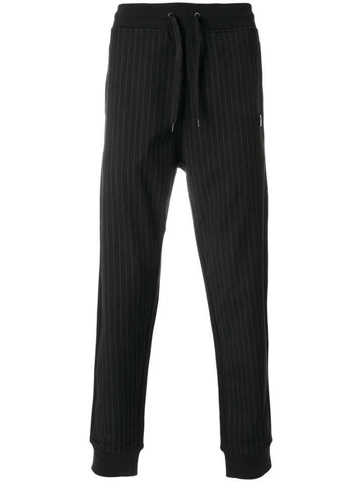 Love Moschino - Draw-string Pin Stripe Track Pants - Men - Cotton/polyester/spandex/elastane/viscose - S, Black, Cotton/polyester/spandex/elastane/viscose