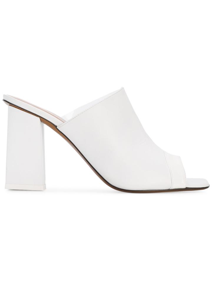 Neous White Leather Transparent Plexi 90 Mules