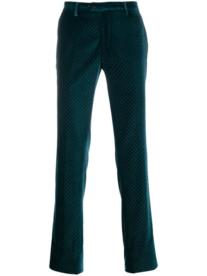 Etro Patterned Straight Leg Trousers - Blue