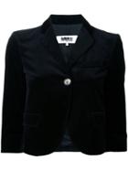 Mm6 Maison Margiela Cropped Velvet Jacket, Women's, Size: 42, Black, Cotton