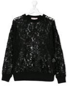 Nunzia Corinna Floral Lace Sweatshirt - Black