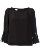 Oscar De La Renta Lace Detail Blouse, Women's, Size: 6, Black, Silk/cotton/nylon/rayon