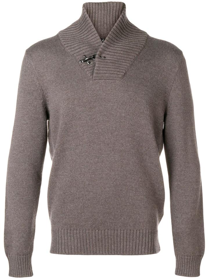 Fay Lobster Fastening Detail Sweater - Grey