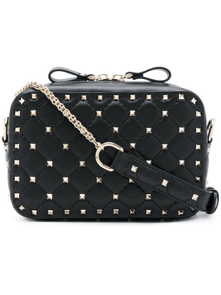 Valentino Black Rockstud Stud Embellished Leather Cross-body Bag
