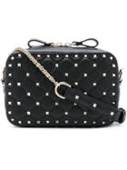 Valentino Black Rockstud Stud Embellished Leather Cross-body Bag