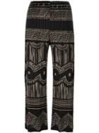 Pleats Please By Issey Miyake Pleated Print Cropped Trousers, Women's, Size: Iii, Black, Polyester