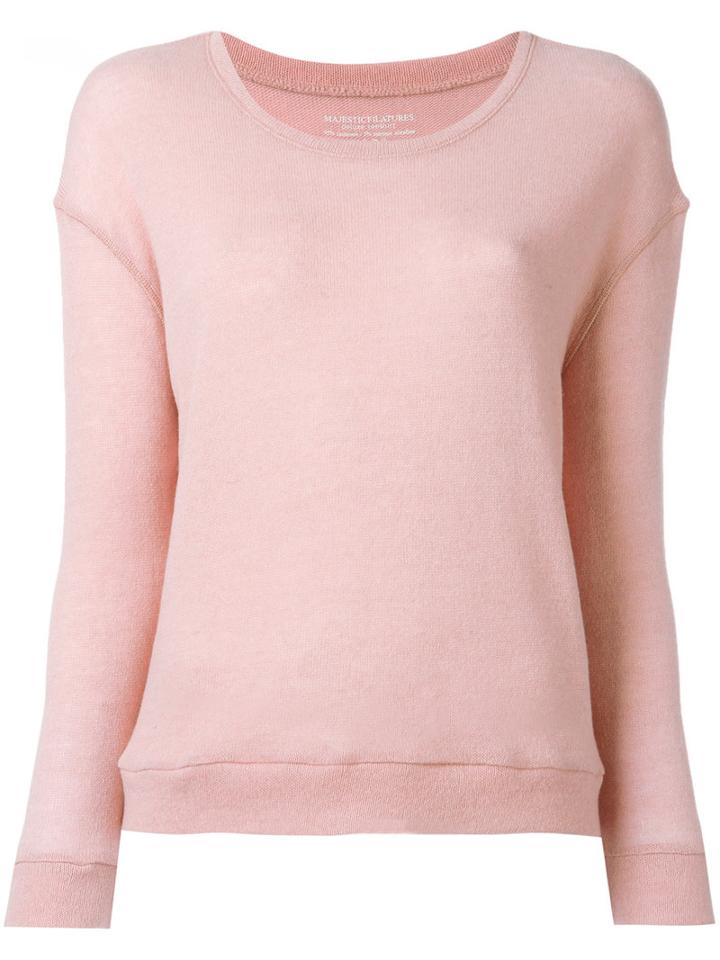 Majestic Filatures Ribbed Trim Jumper, Women's, Size: 3, Pink/purple, Merino/cashmere