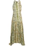 Black Coral Floral Print Maxi Dress - Green
