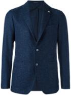 Tagliatore Tweed Blazer, Men's, Size: 54, Blue, Silk/linen/flax/polyamide/wool