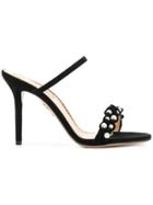 Charlotte Olympia Pearl Beaded Trim Strappy Mid-heel Sandals - Black