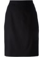 Yves Saint Laurent Vintage Striped Pencil Skirt, Women's, Size: 44, Black