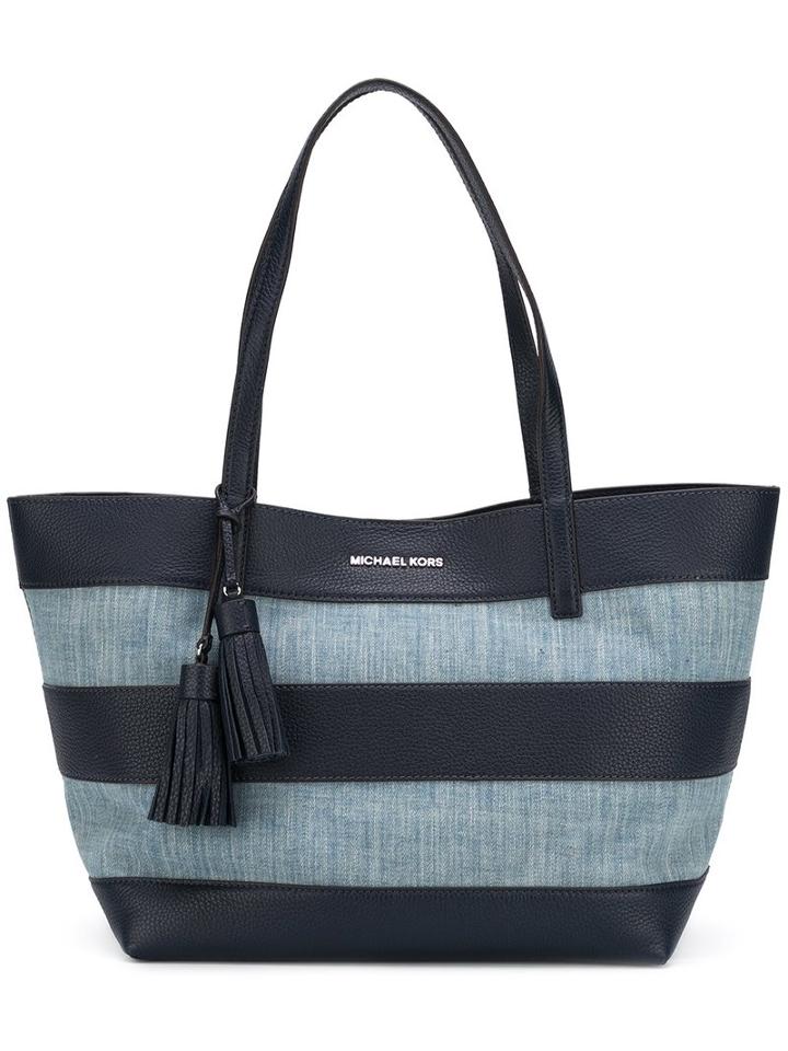 Michael Michael Kors Striped Shopper Tote, Women's, Blue, Canvas/leather