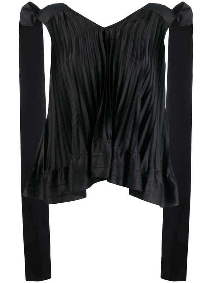 L'autre Chose Pleated Design Blouse - Black