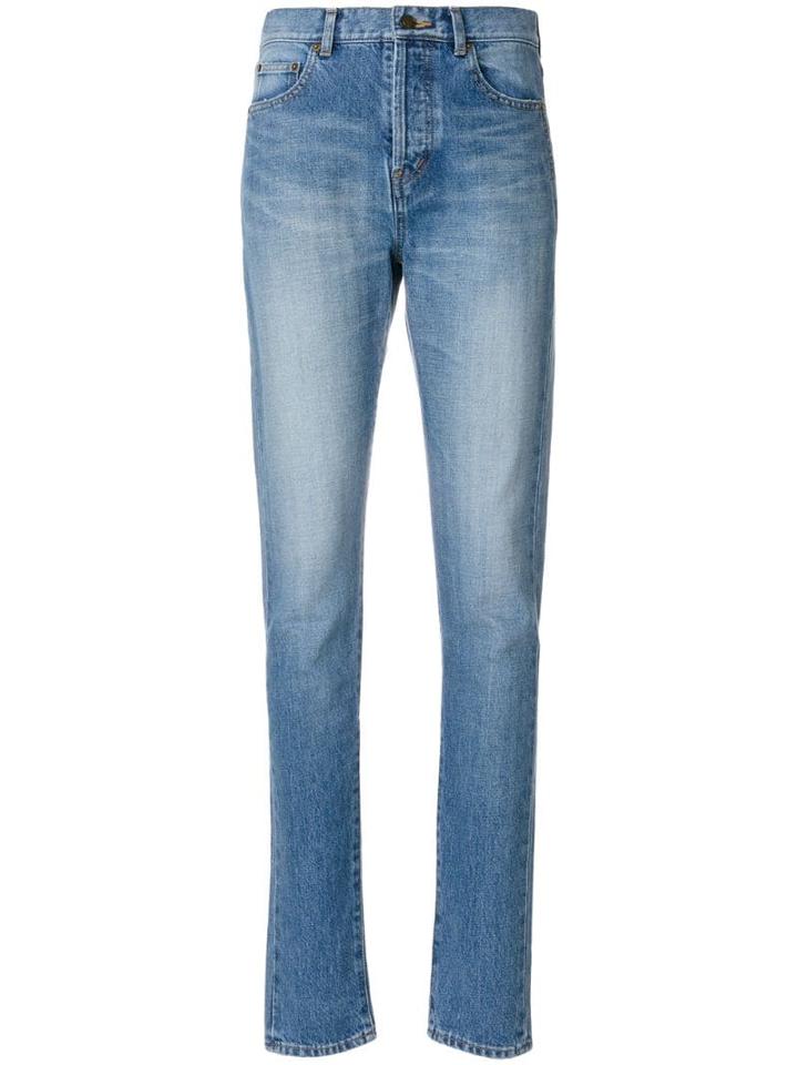 Saint Laurent Skinny Embroidered Jeans - Blue