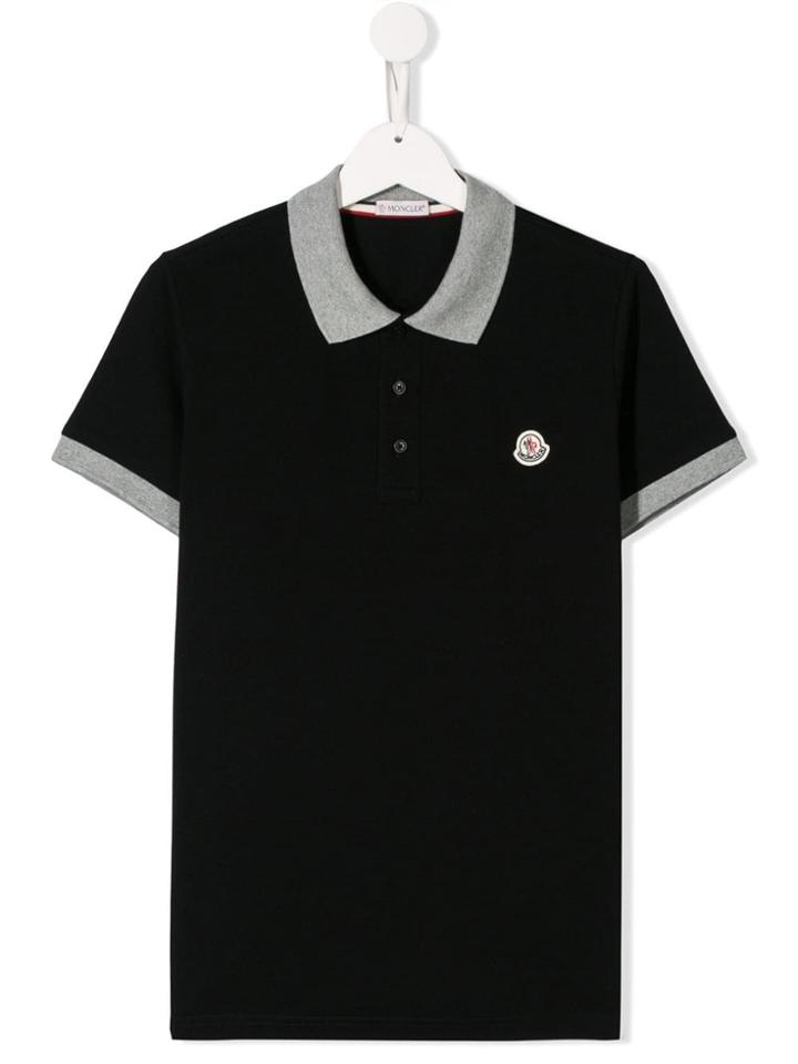 Moncler Kids Logo Short-sleeve Polo Shirt - Black