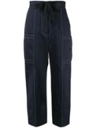 Marni High Waisted Belted Trousers - Blue