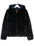 Save The Duck Kids Teen Reversible Faux Fur Hooded Jacket - Blue