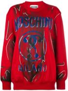 Moschino Trompe-l'oeil Logo Sweatshirt, Women's, Size: 42, Red, Cotton/polyester/rayon/other Fibers