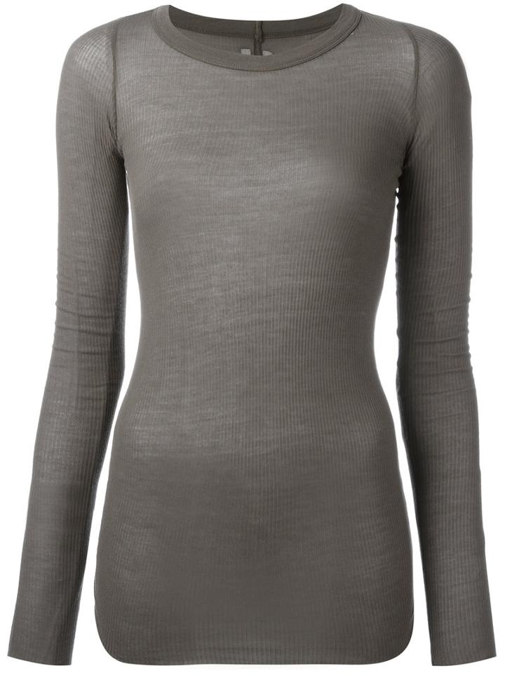 Rick Owens Ribbed T-shirt, Women's, Size: 38, Green, Silk/viscose