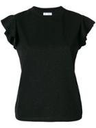 Dondup Ruffled Cap Sleeve T-shirt - Black