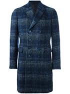 Etro Checked Coat, Men's, Size: 50, Blue, Wool/alpaca/mohair/spandex/elastane