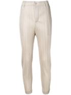 Pleats Please Issey Miyake Beige Cropped Trousers - Neutrals