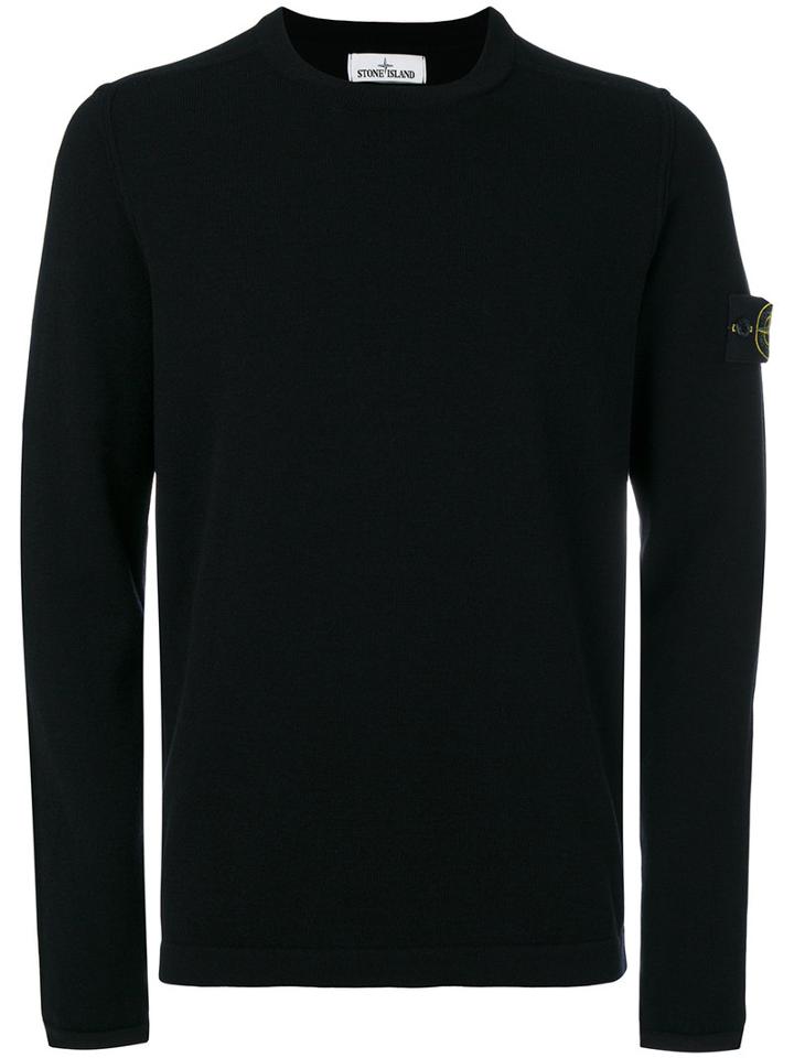 Stone Island - Logo Patch Jumper - Men - Polyester/wool - L, Black, Polyester/wool