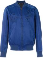 Diesel Embroidered Bomber Jacket, Men's, Size: Small, Blue, Polyester/viscose/rayon/spandex/elastane