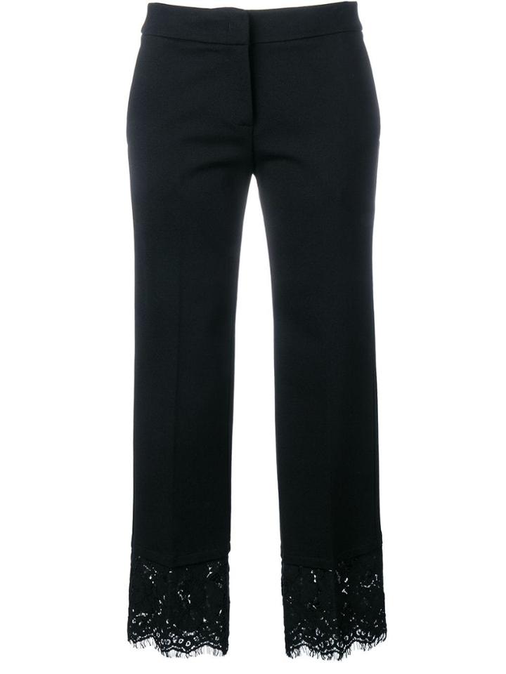 Twin-set Lace Trim Cropped Trousers - Black