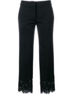 Twin-set Lace Trim Cropped Trousers - Black