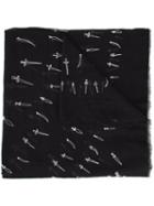 Rag & Bone - Embroidered Dagger Scarf - Women - Cotton - One Size, Black, Cotton