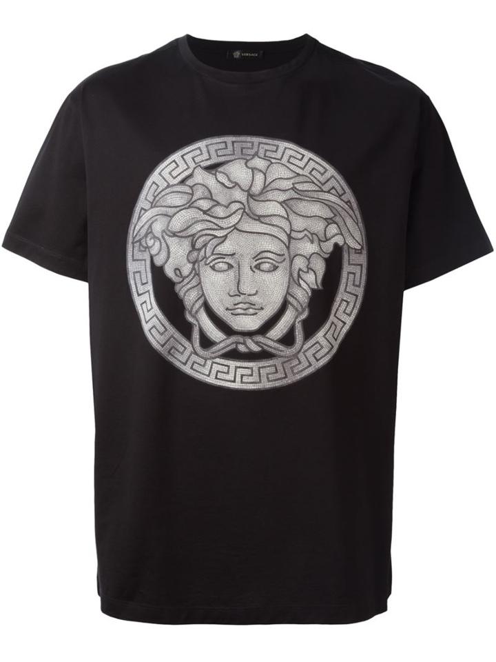 Versace Classic Medusa Watercolour T-shirt, Men's, Size: Small, Black, Cotton