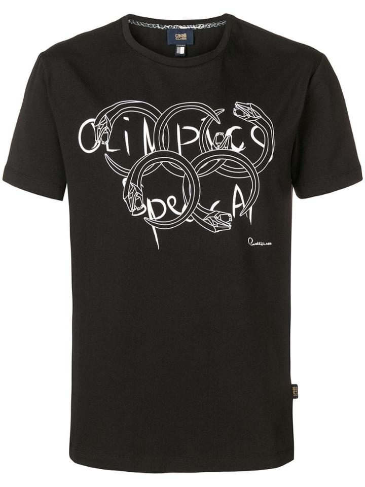 Cavalli Class Olympic Print T-shirt - Black