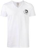 Diesel Logo Print T-shirt, Men's, Size: Medium, White, Cotton/spandex/elastane