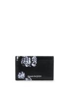Alexander Mcqueen Skull And Roses Cardholder - Black