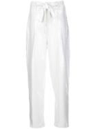 Izaak Azanei Sequinned Tapered-leg Trousers - White