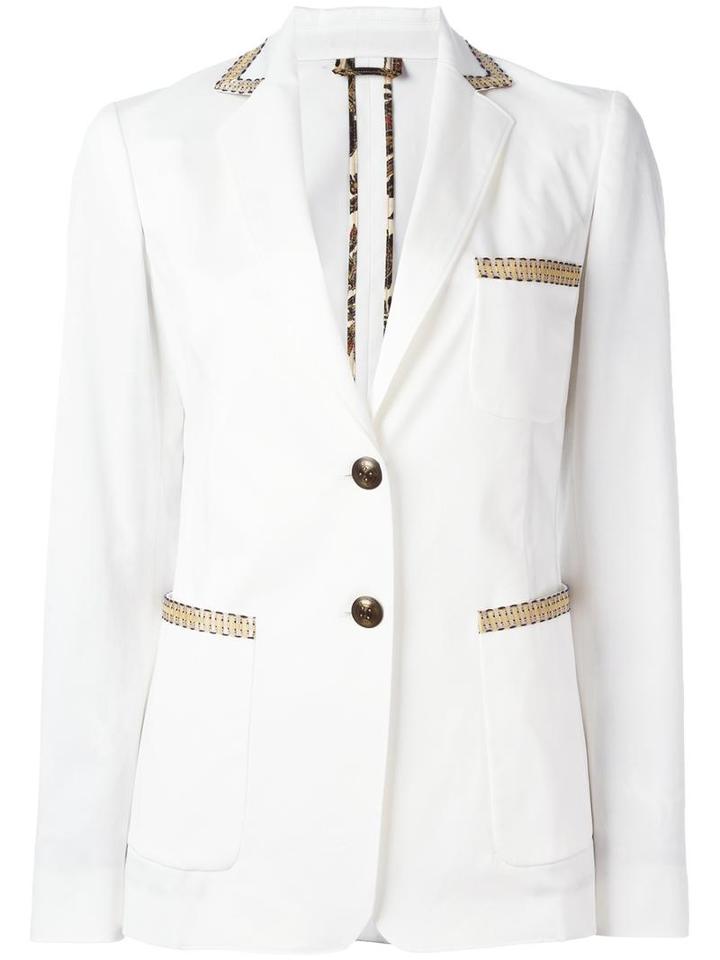 Etro Button Up Blazer, Women's, Size: 46, White, Cotton/spandex/elastane/viscose