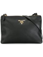 Prada Zipped Crossbody Bag, Women's, Black, Leather